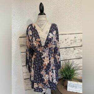 Free People Floral V-Neck Dress